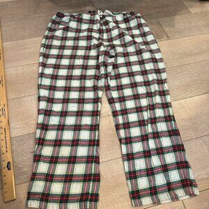 TALBOTS WOMENS RED GREEN YELLOW PLAID PAJAMA PANTS LARGE